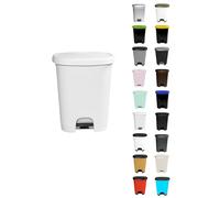 Jardin202 - Cubo basura plástico moderno | Apertura con pedal | Cubo reciclar | 27 litros (Blanco - Blanco)