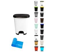 Jardin202 - Cubo basura plástico moderno | Apertura con pedal | Cubo reciclar | 50 litros + Bolsas (Negro - Blanco)