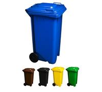 JARDIN202 - Cubo de Basura 120 Litros con Pedal y Ruedas | Contenedor Robusto HDPE | Exterior e industrial | 120 L (Azul)
