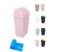 Jardin202 - Cubo de Basura con Tapadera Basculante - 30/50 Litros - Ideal para Hogar y Oficina | 30 L + Bolsas (Rosa)