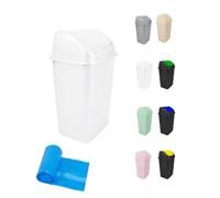 Jardin202 - Cubo de Basura con Tapadera Basculante - 30/50 Litros - Ideal para Hogar y Oficina | 30 L + Bolsas (Blanco)