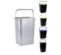 Jardin202 - Cubo de Reciclaje de Plástico 45L con Asa y Tapadera | Ideal para hogar y separación de residuos | 45 L (Plata)