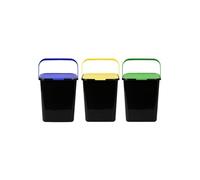 Jardin202 - Cubo de Reciclaje de Plástico 45L con Asa y Tapadera | Ideal para hogar y separación de residuos | 45 L (Pack Reciclaje)