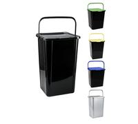 Jardin202 - Cubo de Reciclaje de Plástico 45L con Asa y Tapadera | Ideal para hogar y separación de residuos | 45 L (Negro)