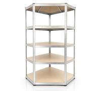 Jardin202 - Estantería Metálica Galvanizada | 5 Baldas Ajustables | Carga Total 875kg (175kg/Nivel) | Estantería Modular para Garaje, Trastero | Plata - Estantería con Esquina