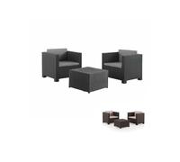 JARDIN202 - Juego de Terraza Diva Tete a Tete con 2 plazas - Mobiliario Exterior con Mesa Auxiliar y Cojines Graphite