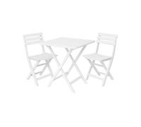 Jardin202 - Set de Balcón Plegable Blanco | Mesa 79x72 cm y Sillas de Resina | Conjunto Mobiliario Exterior para Terraza, Jardín o Camping | Resistente Intemperie | 2 Sillas + 1 Mesa