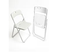 Jardin202 - Silla Plegable Metálica Monolith | 48 x 47 x 73 cm | Plástico Reforzado y Patas de Hierro con Refuerzo de Acero | Resistente | Pack 4 uds (Blanco)
