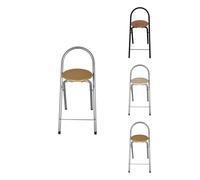 Jardin202 - Taburete Plegable 80x40x45 cm - Elegante y Duradero en Negro y Plata con Reposapiés, Ideal para Cocina | Unidad (Plata)