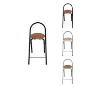 Jardin202 - Taburete Plegable 80x40x45 cm - Elegante y Duradero en Negro y Plata con Reposapiés, Ideal para Cocina | Unidad (Negro)
