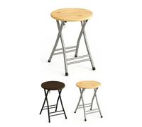 Jardin202 - Taburete Plegable Metálico 30x45cm con Reposapiés y Anilla de Seguridad | Ideal para cocinas, terrazas, Eventos y oficinas | Pack 2 uds (Plata/Haya)