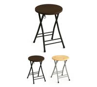 Jardin202 - Taburete Plegable Metálico 30x45cm con Reposapiés y Anilla de Seguridad | Ideal para cocinas, terrazas, Eventos y oficinas | Unidad (Negra/Nogal)