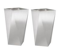 Jardinera 2 Pcs Plateado 40 X 40 X 75 Cm Acero Inoxidable Vidaxl
