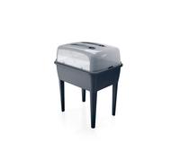 Prosperplast Jardinera Alta 83L con Tapa de Policarbonato para Proteger Tus Plantas en Plástico Gris Piedra