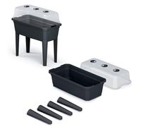 Jardinera alta con cubierta Prosperplast Respana Ecoline de plastico en color antracita 74,9 (largo) x 36,8 (ancho) x 77,7 (alto) cm