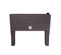Jardinera alta rectangular 30 litros con autorriego color ocre oscuro 60 x 25 x 46 cm con patas