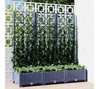 vidaXL Jardinera con enrejado PP azul gris 120x40x121,5 cm