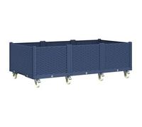 vidaXL Jardinera con Ruedas, Macetero de Plantas Flores, Maceta de Hierbas, Arriate para Jardín Patio Balcón Terraza, PP Azul Gris 150x80x54 cm