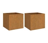 Jardinera Cúbica de Acero Corten, Cama de Jardín Elevada de Aceros Desgastado, Macetas de Aceroe para Exteriores para Patio, Balcón y Jardín (49x47x46cm)