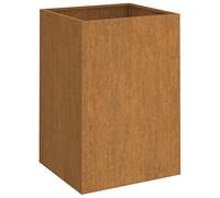 Jardinera Cúbica de Acero Corten, Cama de Jardín Elevada de Aceros Desgastado, Macetas de Aceroe para Exteriores para Patio, Balcón y Jardín (52x48x75cm)