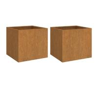 Jardinera Cúbica de Acero Corten, Cama de Jardín Elevada de Aceros Desgastado, Macetas de Aceroe para Exteriores para Patio, Balcón y Jardín (42x40x39cm)