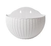 Jardinera De Flores para Colgar En La Pared Semicircular Tipo Ratán, Maceta Interior para Plantas, Maceta Exterior para Agua, 21 * 16,5cm, con 2 X Ganchos, 2 X Tornillos, 2 X Juegos De Tornillos