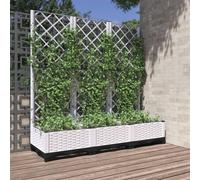 vidaXL Jardinera de jardín con enrejado blanco 120x40x121,5 cm PP