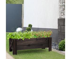 Jardinera de madera maciza rectangular color Marrón