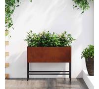 Jardinera elevada fina de diseño moderno - Jardinera rectangular moderna de metal para jardín y terraza - Alta calidad para exteriores con maceta de acero resistente a los
