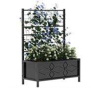 Jardinera elevada Outsunny con estructura de soporte, para jardín exterior, con diseño de rombos, orificios de drenaje y bandeja para fertilizante.