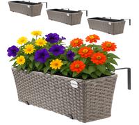 Jardinera exterior set de 4 ratán sintético crema