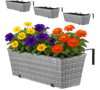 Jardinera exterior set de 4 ratán sintético gris