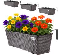 Jardinera exterior set de 4 ratán sintético marrón