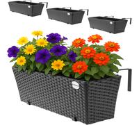 Jardinera exterior set de 4 ratán sintético negro
