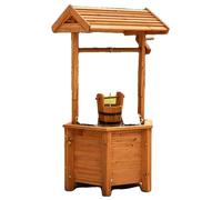 Jardinera, fabricada en madera de abeto, 40 cm x 40 cm x 84 cm, incluye maceta colgante, apta para exteriores, requiere montaje sencillo