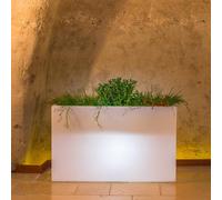 Jardinera Flowerpot De Resina Rectangular 80x35 CM Luz Blanca