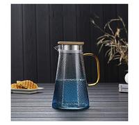 Jarra de Agua Cristal Jarra de cristal azul con tapa y mango Tetera de vidrio de borosilicato resistente al calor fácil de limpieza para el jugo, la leche, las bebidas frías o calientes Jarras de Vidr