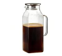 Jarra de agua de , 2 L, gran jarra transparente térmica engrosada con tapa | Jarra de té para bebidas y líquidos - refrigerador, cocina, hogar, picnic, verano, reuniones