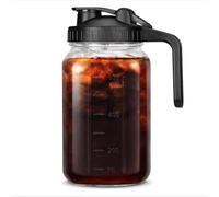 Jarra de cristal Mason Jar de 907.2 g, jarra de boca ancha, con tapa abatible y boquilla de vertido, jarra de leche materna de sellado hermético, para agua, jugo, café helado, té