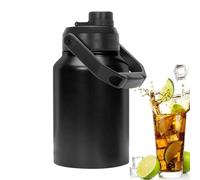 Jarra de dos pisos de acero inoxidable | Agua de 128 onzas, a prueba de fugas, boca ancha, tapa de pajita, asa de transporte, marcador de tiempo, portátil