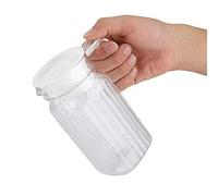 Jarra de plástico - para bebidas Jarra de bebida de acrílico transparente Botella de rayas de jugo de agua Helada Jarra de jugo fría con tapa para bar Hogar (tamaño: 500 ml)