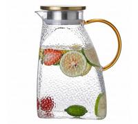 Jarra de vidrio de borosilicato de 1500 ml con tapa hermética y asa, cuerpo estrecho que ahorra espacio para refrigerador, bebidas frías o calientes, té helado, agua, jugo