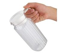 Jarra de vidrio - Vidrio acanalado Bebida Bebida Jarra Acrílico Transparente Jugo Botella Rayado Agua Hielo Frío Jugo Jarra con tapa para barra Inicio (tamaño : 800ml)