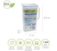 Jarra plastico cuadrada 1.500 ml. 11 x 6.5 x 22.5 (alt) cm.