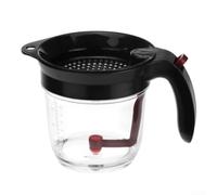 Jarra separadora de grasa de plástico, 1000 ml, separador de aceite eficiente para desengrasar salsas, apta para lavavajillas, color negro