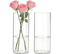 Jarrón de acrílico transparente: jarrón cilíndrico ligero e irrompible, ideal para decorar salones, dormitorios, oficinas y baños