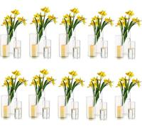 Jarrón de vidrio cilíndrico grande, set de 30 vasos para velas, ideal para bodas