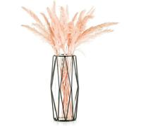 Jarrón de vidrio Unyqoos® de 27 cm con soporte de metal geométrico : jarrón cilíndrico grande para pampas, ideal para la decoración nórdica del hogar y la mesa