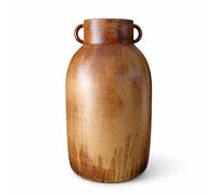 Jarrón Decorativo Artesanal Estilo Botella con Asas, florero rústico Vintage Efecto Barro Envejecido, Pieza cerámica Tonos Tierra para salón Comedor recibidor, Acento Farmhouse Boho mediterráneo