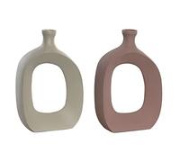 Jarrón DKD Home Decor 16 x 6 x 24 cm Beige Rosa Aluminio (2 Unidades)